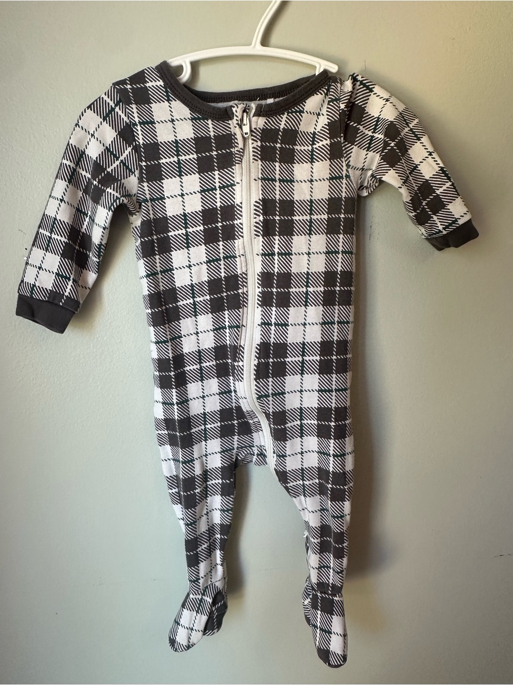 Petit Lem Black & White Plaid Footed One-Piece